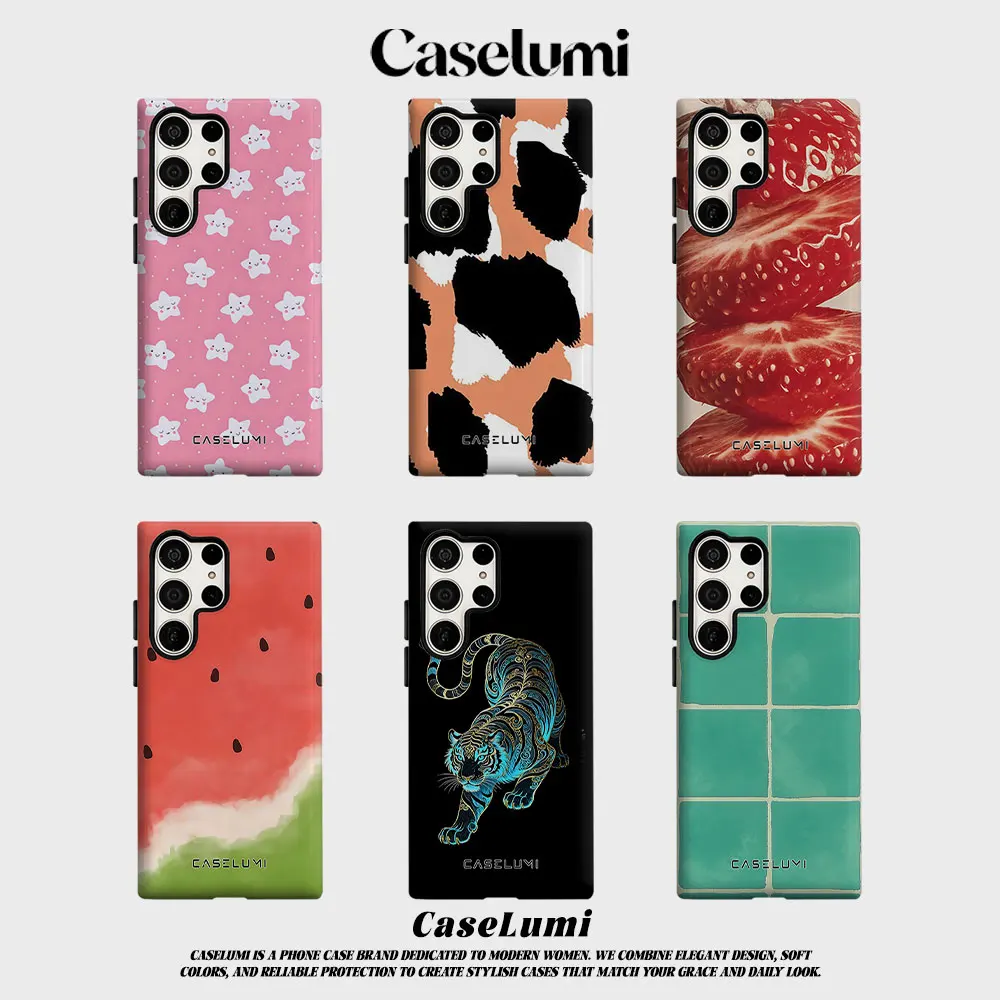 Cute Pink Stars For Samsung Galaxy Phone Case S23 S20 S25 FE S24 Plus S26 Ultra 2-IN-1 Shockproof Bumper Hard PC