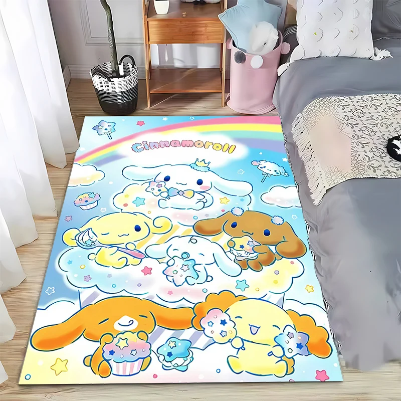 

Sanrio Cinnamoroll ковер с принтом для гостиной, украшения дома, дивана, настольный коврик, нескользящий прикроватный коврик для отдыха, устойчивый к пятнам Tapete