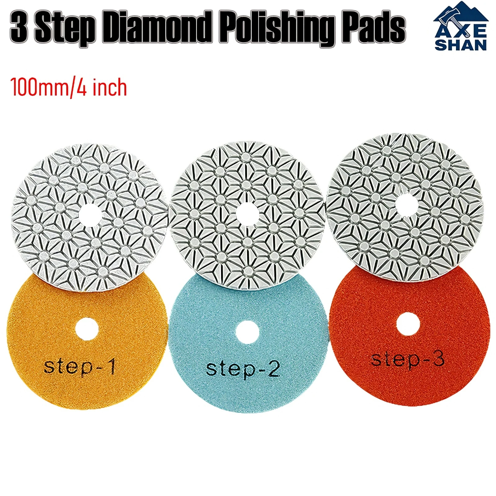 3 Step Diamond Grinding Blade 4 Inch Polishing Pad for Concrete Marble Stone Floor Surface Buffing Curing Power Tool Accessories