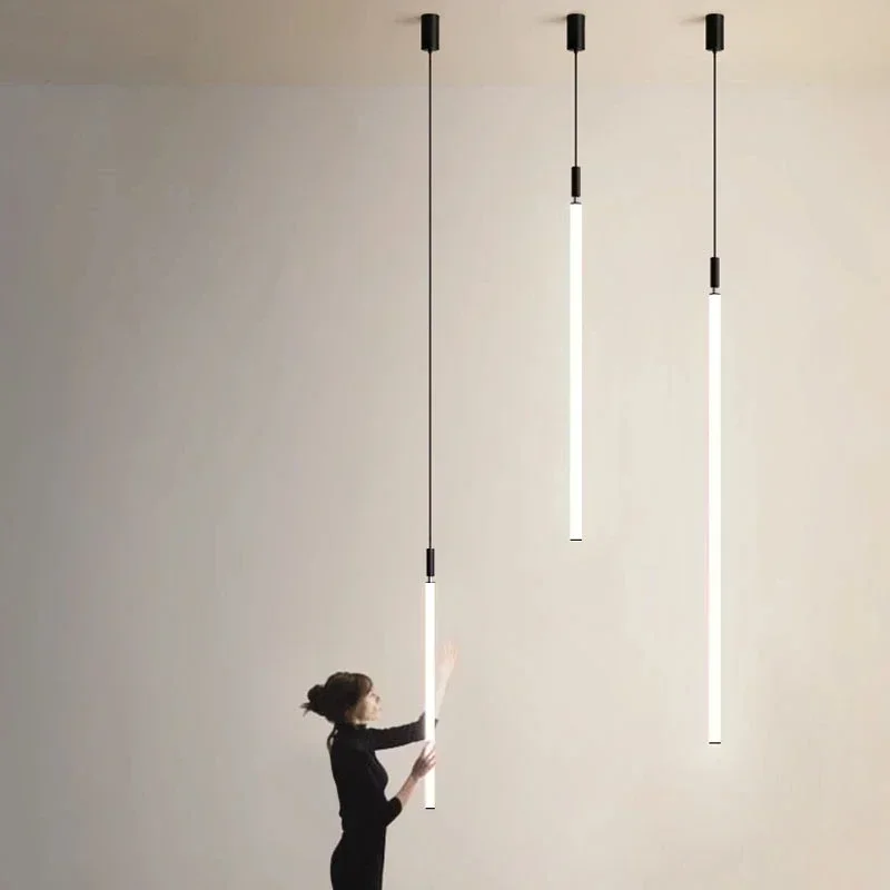 

Nordic long line Pendant Light Modern Minimalist Staircase Hanging Lamp Villa Loft Dining Living Room Bedroom Bedside LED lamp