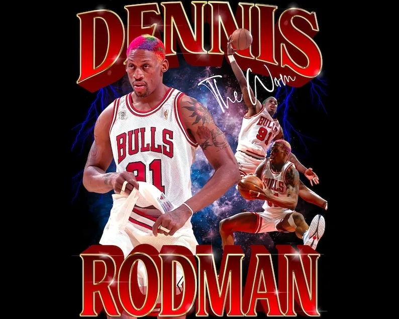 Ready to print T-shirt design Rodman, Png file download, for Dtg, Dtf, sublimation printing, 16x20 inch 300dpi