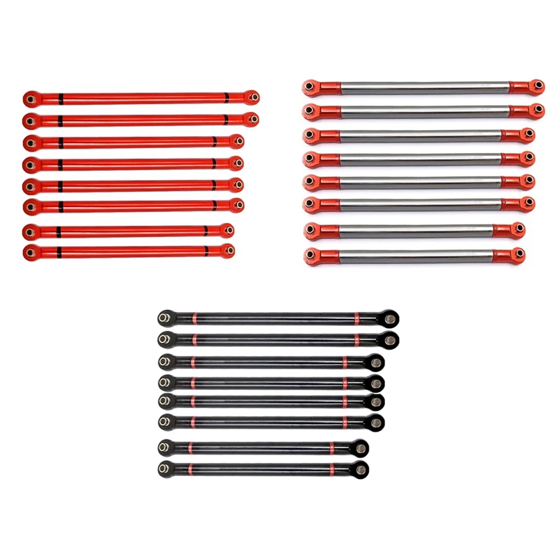 8 Pcs/Lot Metal Link Rod Pull Rod Kit 313MM Wheelbase for 1/10 RC Crawler Car Axial SCX10 Upgrade Parts Accessories,A