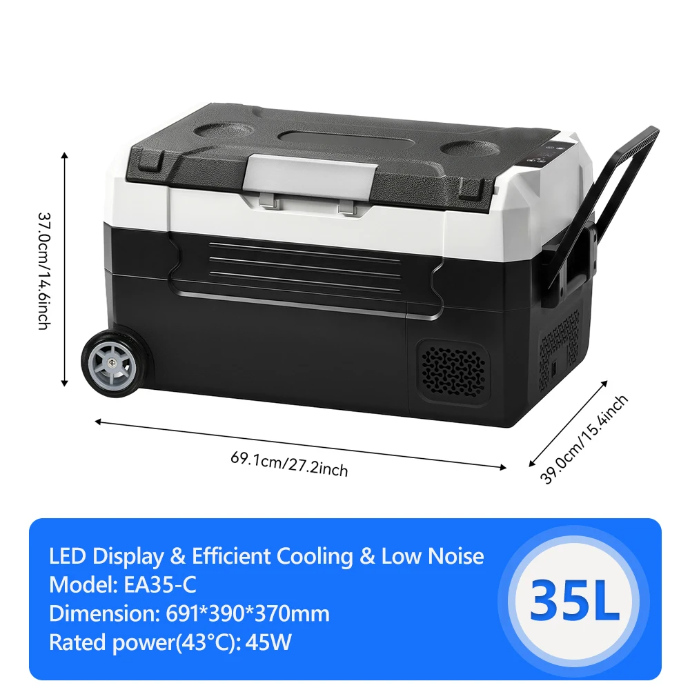 Podofo Auto-Kühlbox 35L 45L 55L Auto-Kühlschrank Mini-Kühlbox DC 110-240V Dual-Zone Tragbarer Kompressor-Kühler Eisbox für Camping, Reisen, Zuhause