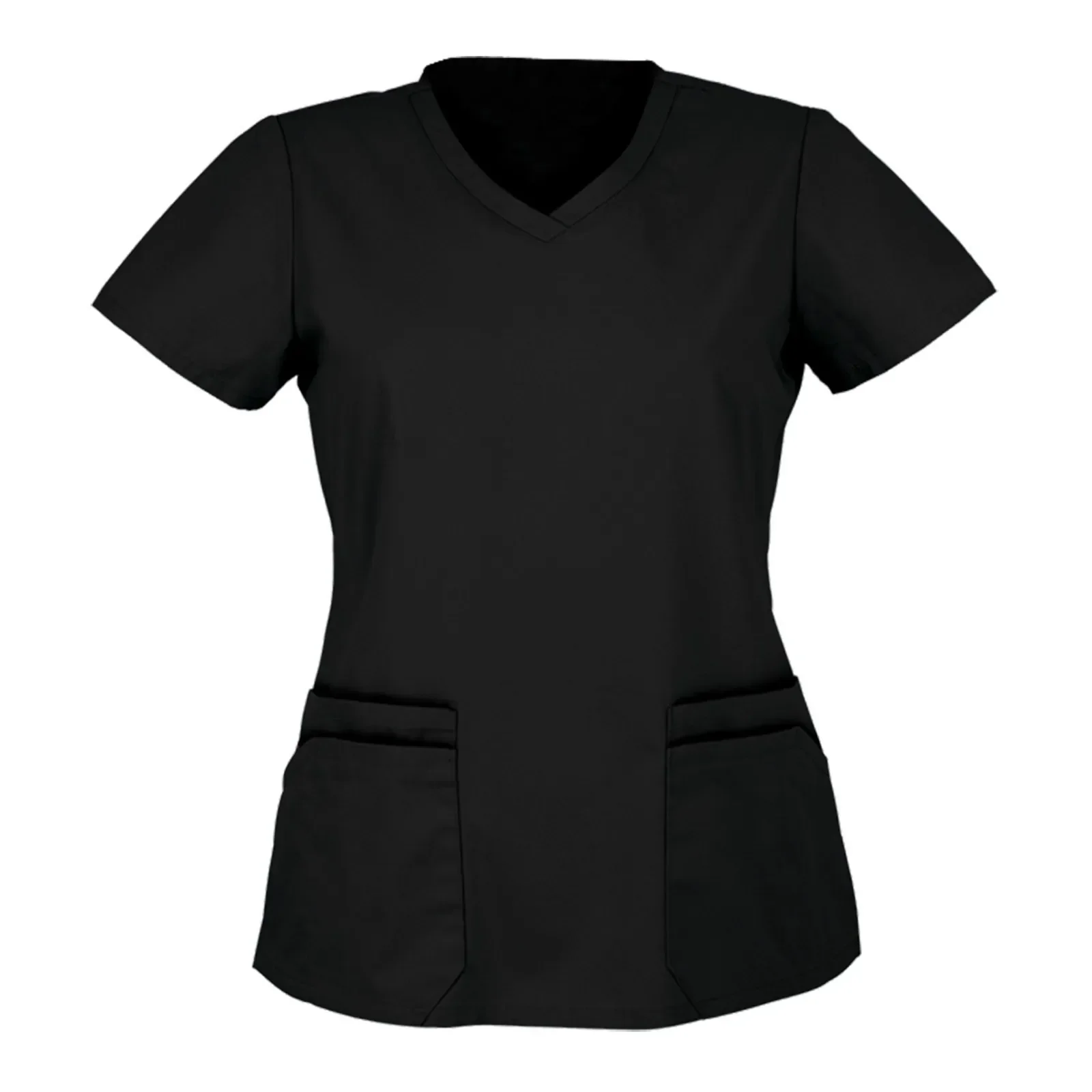 Customizable LOGO Working wear Women Nurse Uniform Long T-shirts Pocket Front Tops Casual Short Sleeve V Neck Women's Clothing