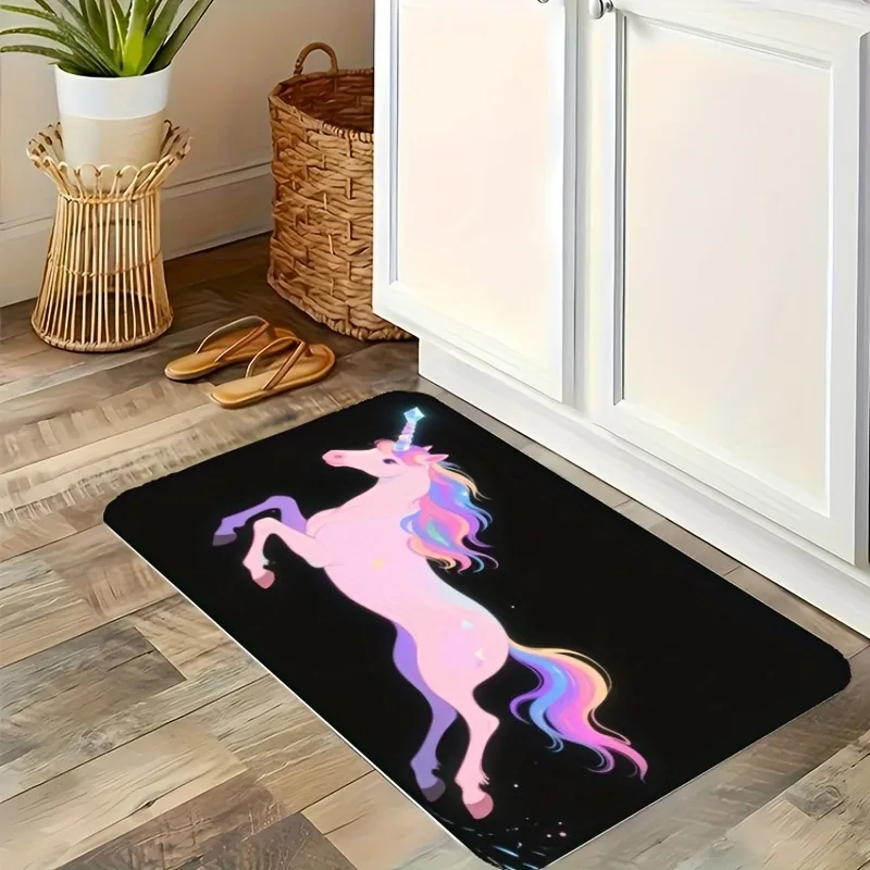 

1PC Unicorn Pattern Kitchen Rug Non-Slip Door Mat Pop design Bathroom Rug Bath Mat Carpet for Home Sink Laundry Decoreeree