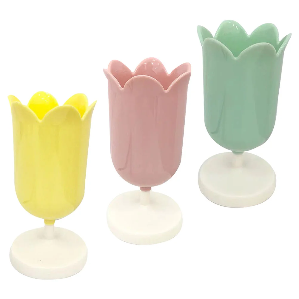 

3 Pcs The Flowers Storage Bucket Office Decor Vintage Plastic Pen Holder for Desk Makeup Brush