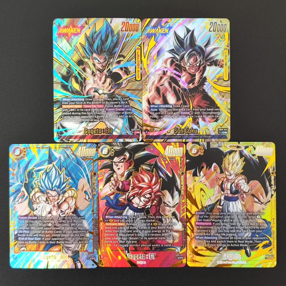 Self Made Dragon Ball Super Fusion World English Son Goku Gogeta BR GT Trunks Android 17 Golden Frieza FB09 Collection Card Toy