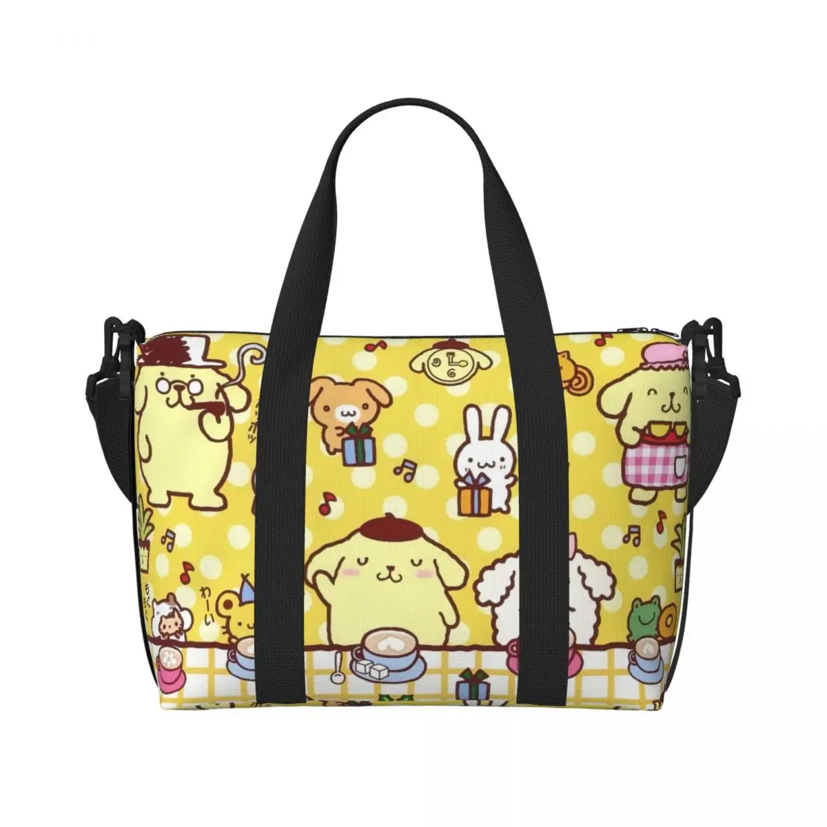 

Custom Pompompurin Dog Cartoon Tote Bag Women Large Capacity Beach Gym Shoulder Travel Bag