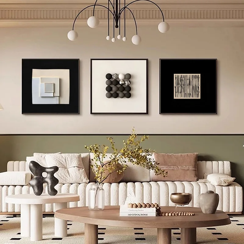 Modern abstract art living room decorative painting sofa background wall cream wind hanging painting restaurant entrance