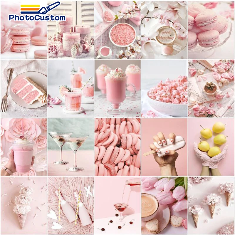 

PhotoCustom Flower Oil Painting By Number Still Life Landscape Canvas Wedding Decoration Picture Kit Coloring By Number Home Dec