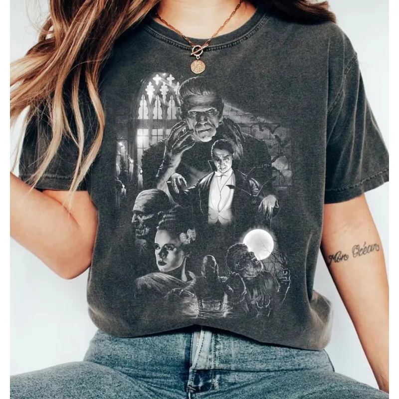 Vintage Frankenstein Shirt Frankenstein Monster Unisex All Year Round Casual Harajuku Style T-shirt