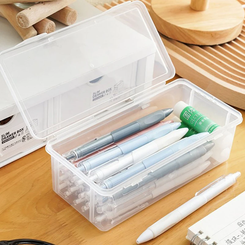 

Large-capacity Plastic Pencil Case Can Be Stacked Translucent Transparent Pencil Case Office Supplies Storage Gel Tape Pen Box