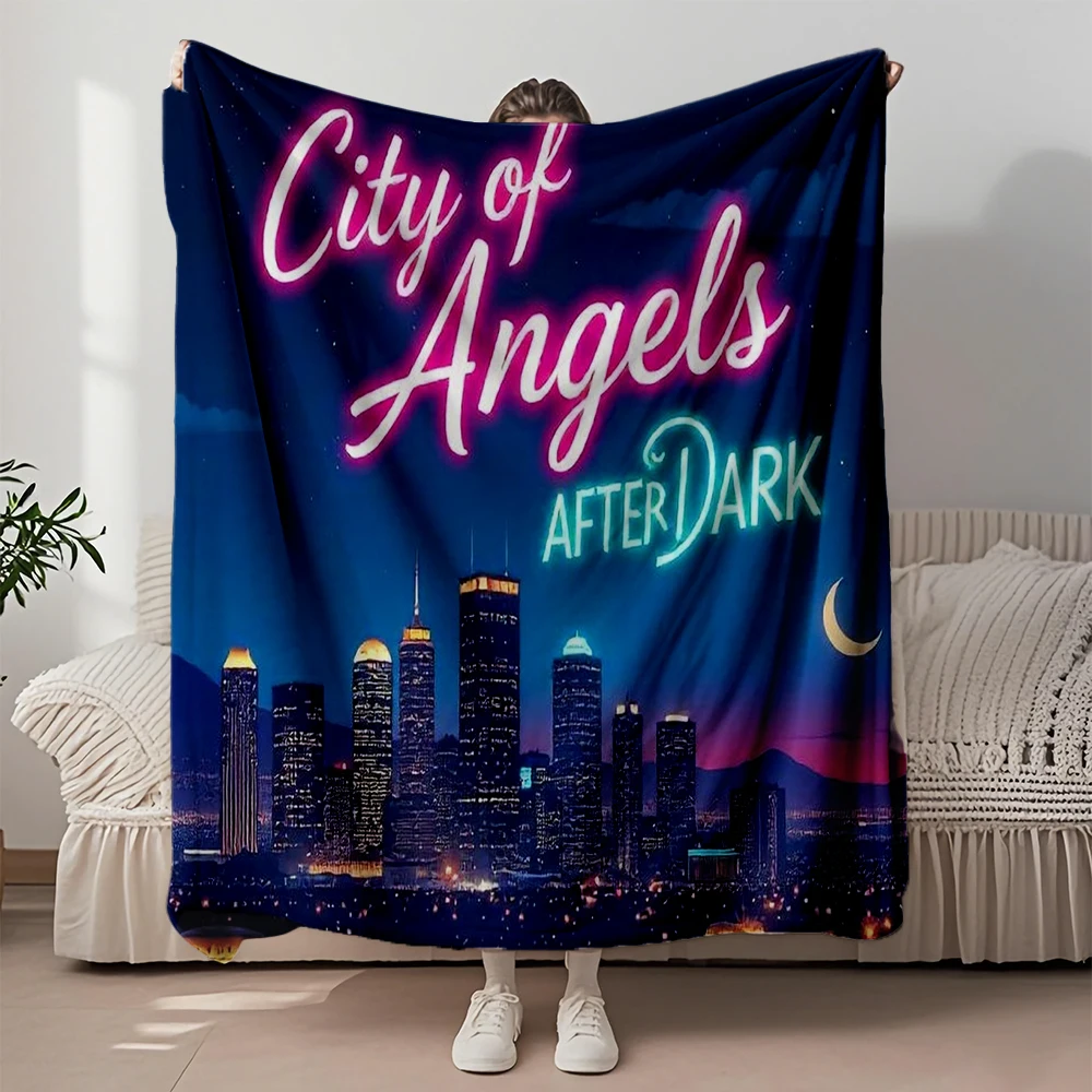 

Selected Flannel Blanket City Lights Los Angeles Simple Modern Throw Quilted Bed Runner With Skin-friendly Moisture-wicking