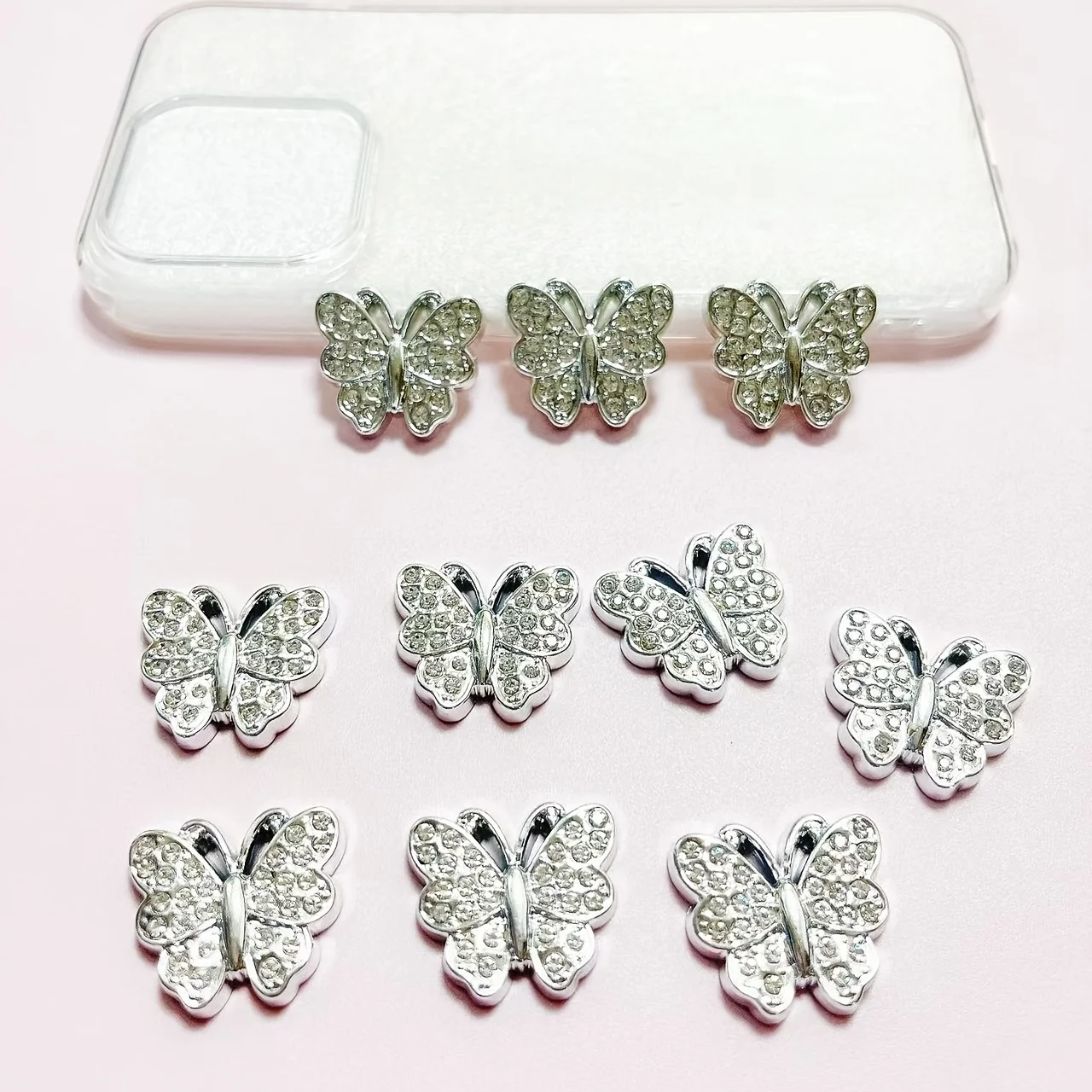 

20PCS Autumn New Butterfly Y2K with Diamond Ornament 3D Junk Phone Case Laptop Makeup Mirror Storage Box Decoration Charm Crafts