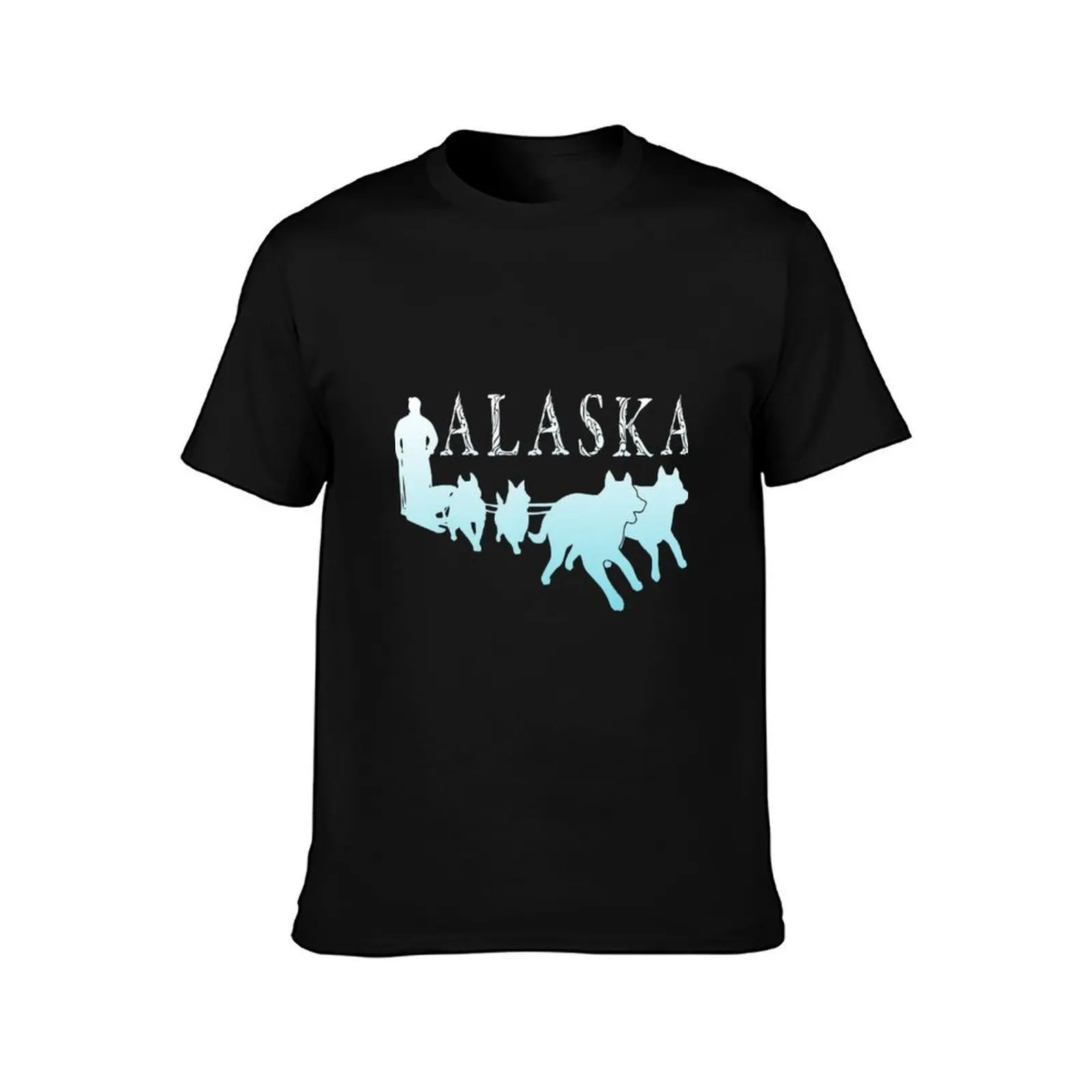 Alaska Sled Dogs Mushing Team Snow Sledding Mountain Scene \t \t T-Shirt Graphic Print Short Sleeve T-Shirt