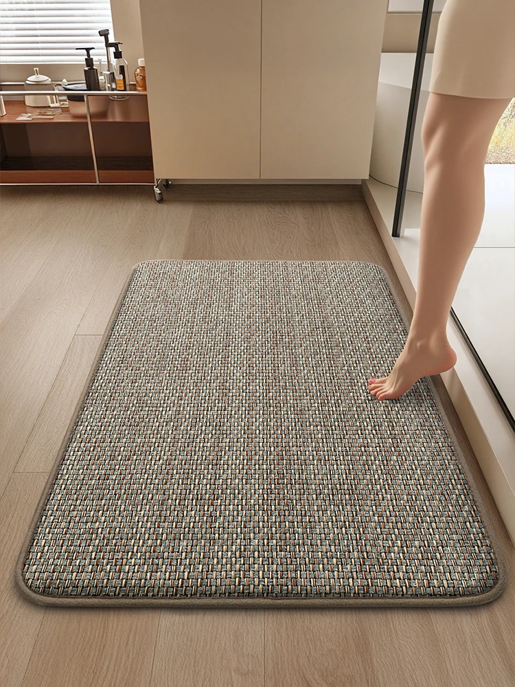 

Thiened Linen Batoom Mat Absorbent Toilet Carpet Qui Dry Non-Slip Home Use Floor Rug hine Waable Square ape