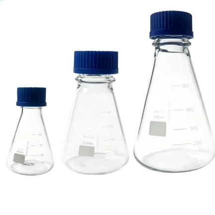 Frasco Cónico con Boca Roscada, de Borosilicato de Alta Resistencia al Calor, Frasco Erlenmeyer de Laboratorio, Disponible en Varios Tamaños