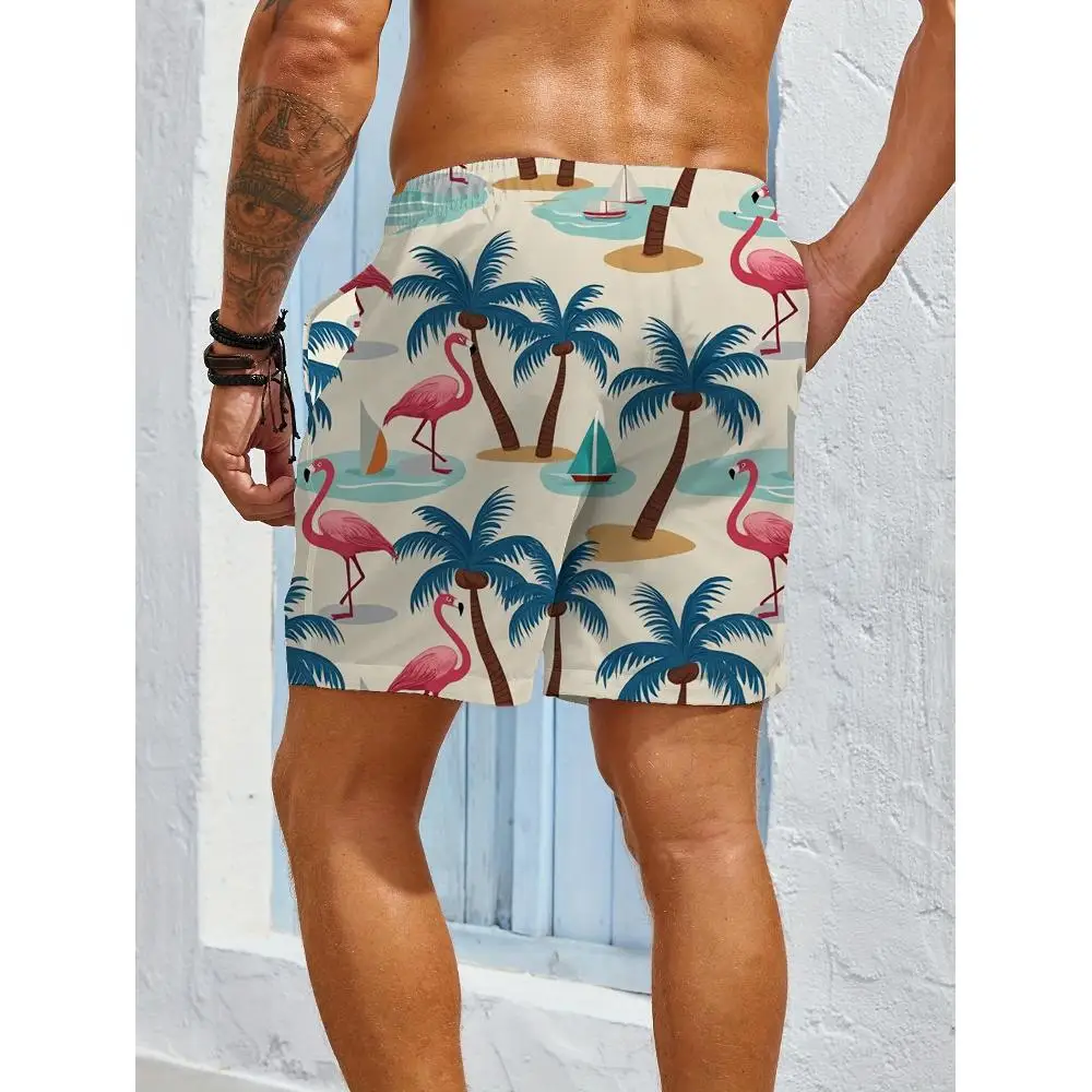 1pcs Men's Short swim trunks2026 Summer 3D Printed Short sleeve Man pants Breathable running Quick drying Polyester