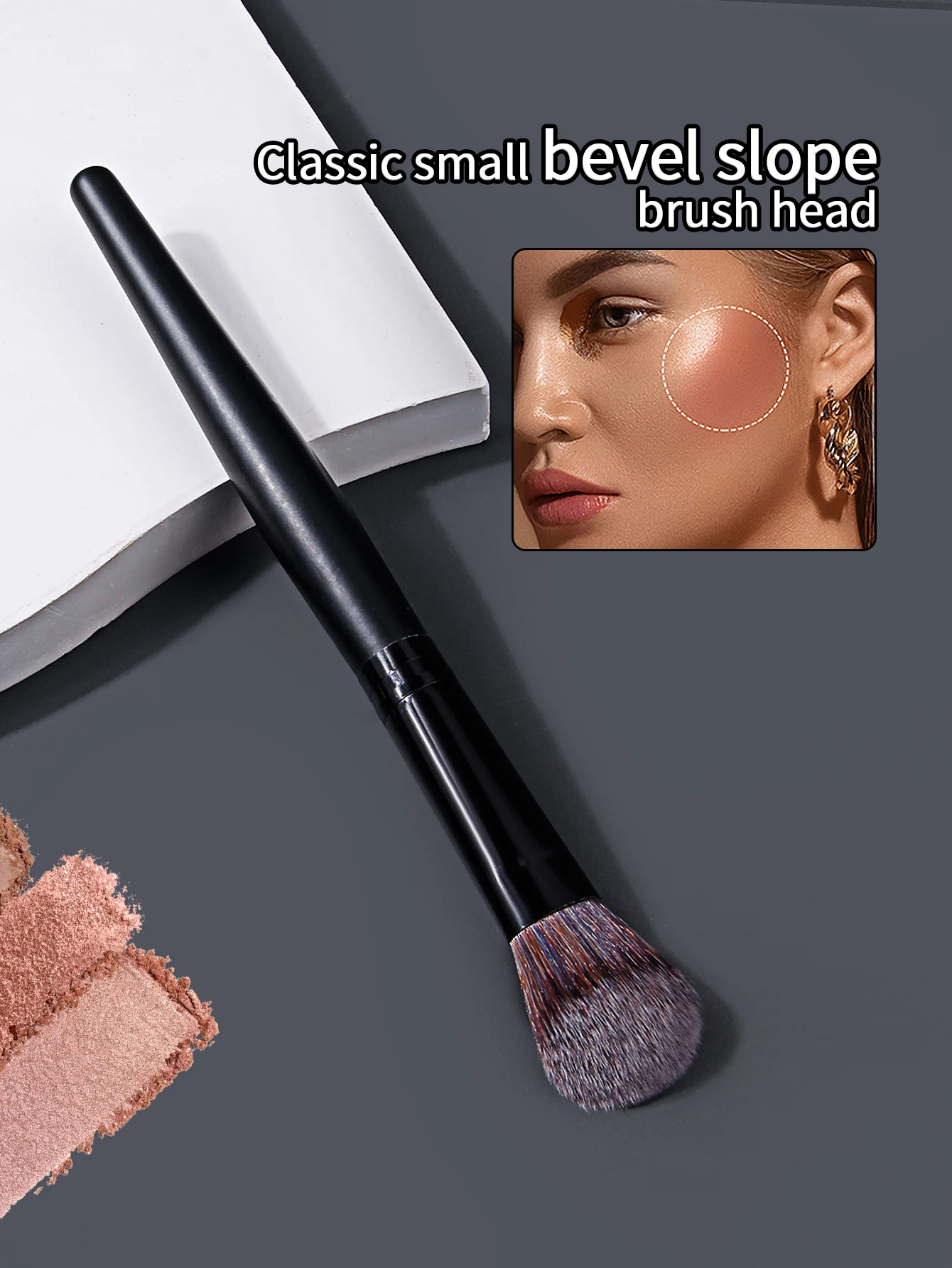 Professional Angled Cream Blush Brush Cheeks Contour Blush Stippling Brush Cream Liquid Blushes Makeup Tool