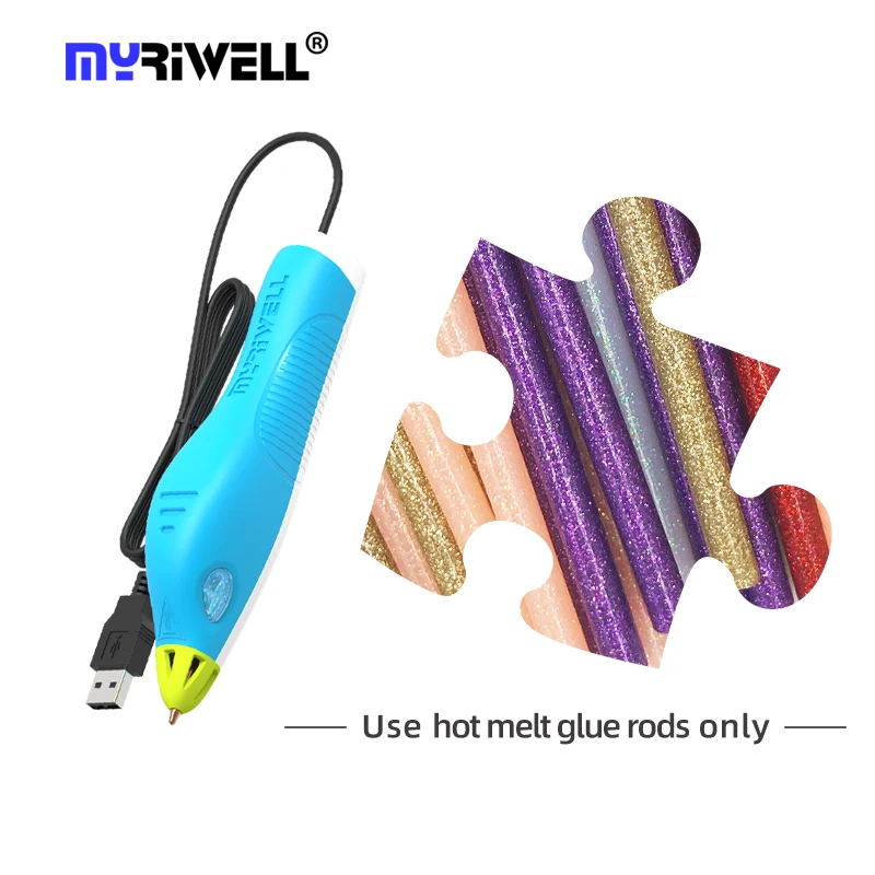 Myriwell Digital Pen Printer RS-100B 3d Glue Pen 6 glue sticks DIY 3d Multifunctional Pen