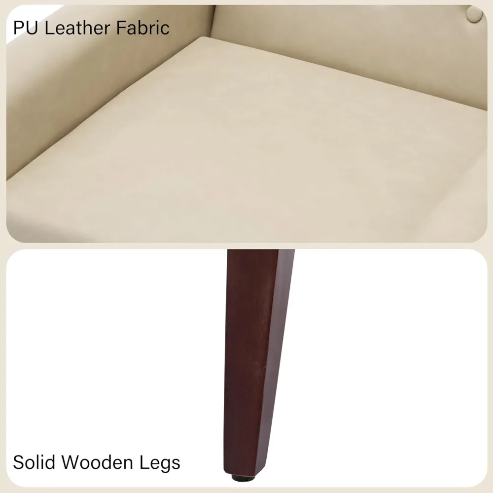 كرسي حديث من منتصف القرن - كرسي بذراعين من جلد البولي يوريثان لغرفة المعيشة، أريكة نادي منجدة مريحة، تصميم كرسي بذراعين فردي #4