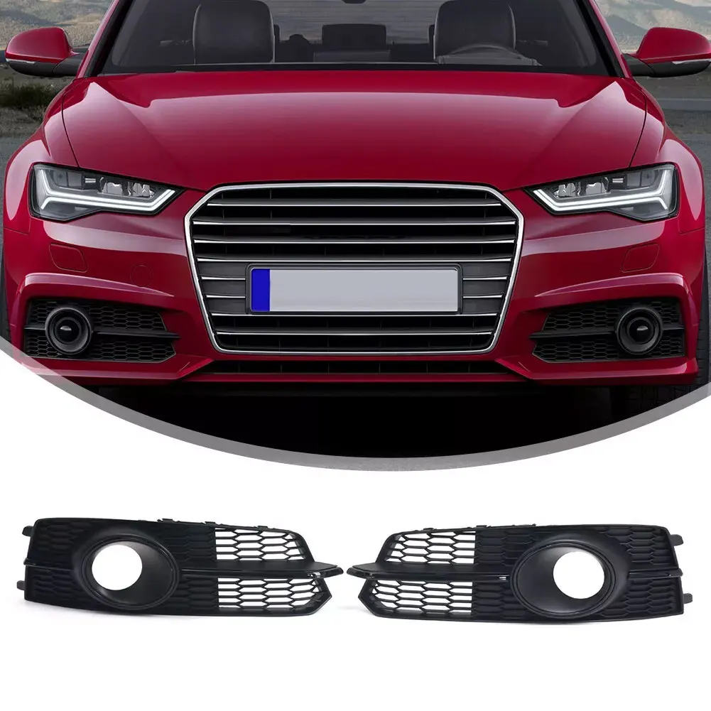 

1 Pair Car Front Bumper Fog Light Lamp Cover Grille Grill With ACC Hole Compatible With A6 C7 S-LINE 2015-2017 Auto Accessories