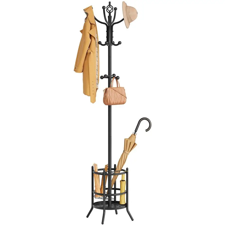 

Coat Rack Stand with Umbrella Holder, Coat Tree Freestanding with 16 Hooks, Coat Hangers Stand for Living Room, Bedroom, Office,