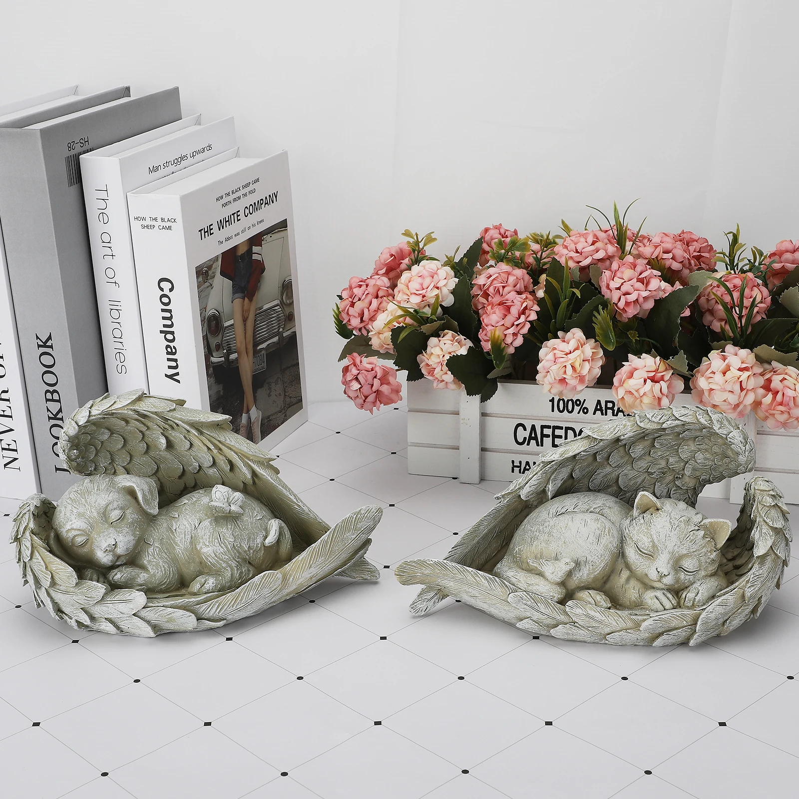 Puppy Gravestone Cute Resin Garden Decorative Statue Angel Dog Ornaments Pet Tombstones Souvenirs Creative Pet Memorial Statues