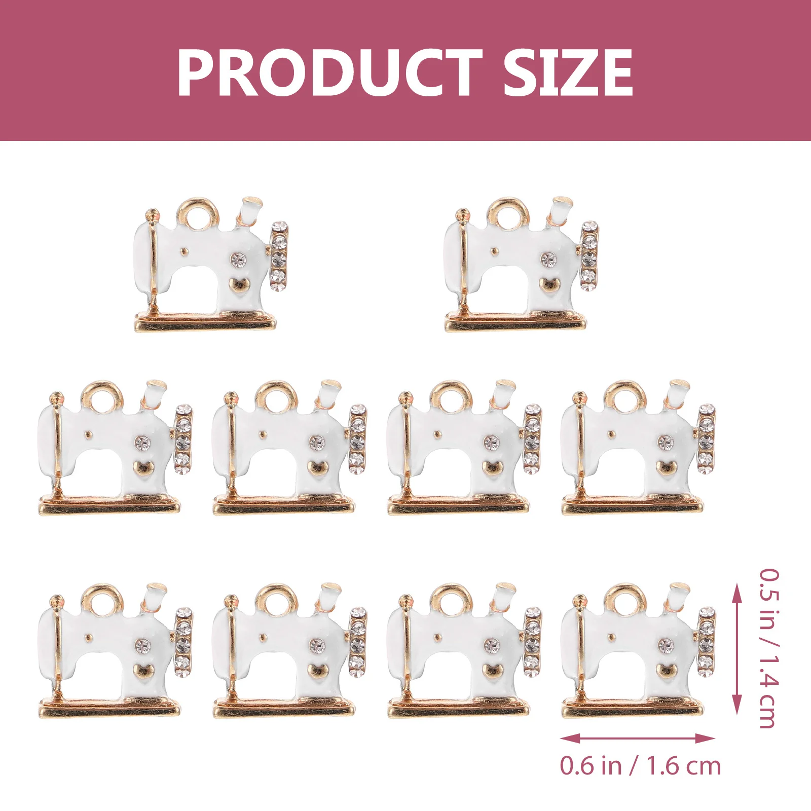 จี้รูปจักรเย็บผ้า 10 ชิ้น ทำจากโลหะผสม สไตล์วินเทจ สำหรับทำเครื่องประดับ DIY สร้อยคอ สร้อยข้อมือ พวงกุญแจ ของตกแต่ง พวงกุญแจจี้