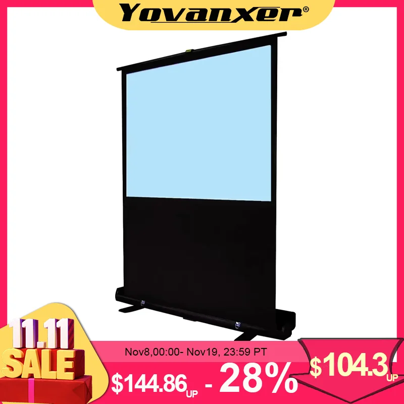 Popolare 72 - 100 pollici 16:9 Schermo di proiezione portatile da pavimento Pull Up Tenda per proiettore Facile da riporre