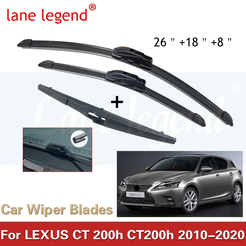 For LEXUS CT 200h CT200h 2010 - 2020 Car Front Rear Wiper Blades Soft Rubber Windscreen Wipers Auto Windshield 26