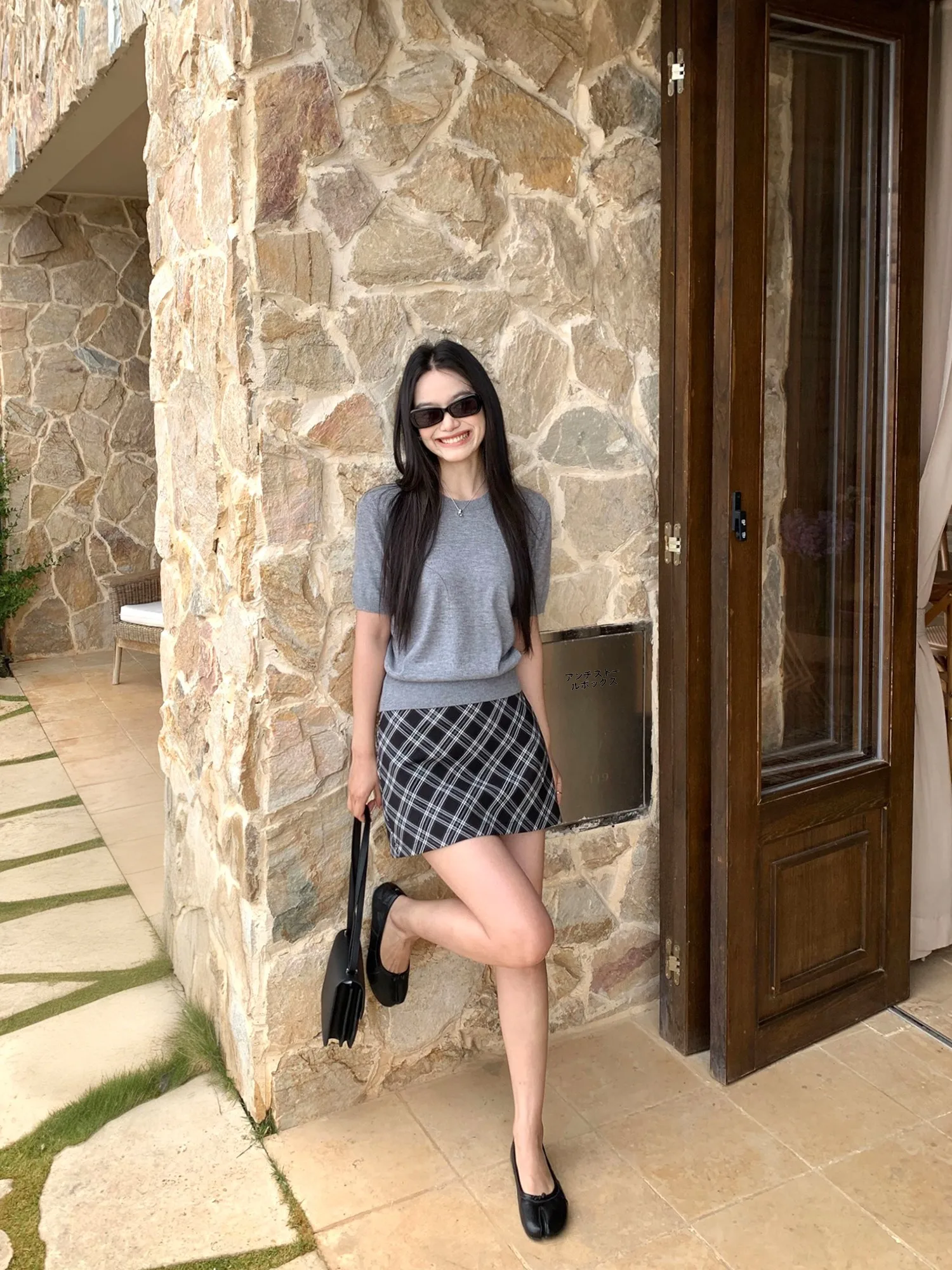 

Pusumede Vintage Plaid High Waist Slimming Short Skirt Women's Elegant A-Line Skirt Polyester Rayon Spandex Blend