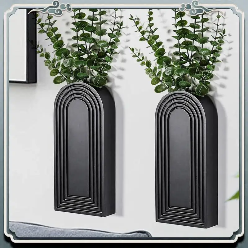 

Durable 2 Pack Wooden Wall Vase Set Modern Farmhouse & Boho Wall Decor For Entryway, Hallway, Bathroom, Living Room, Room