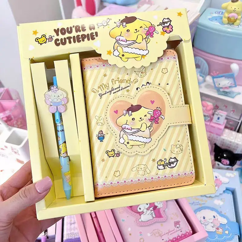 Sanrio Notebook penna Gel Kuromi Hello Kitty Cinnamoroll blocco note portatile Notebook Set di cancelleria forniture scolastiche per ufficio regali