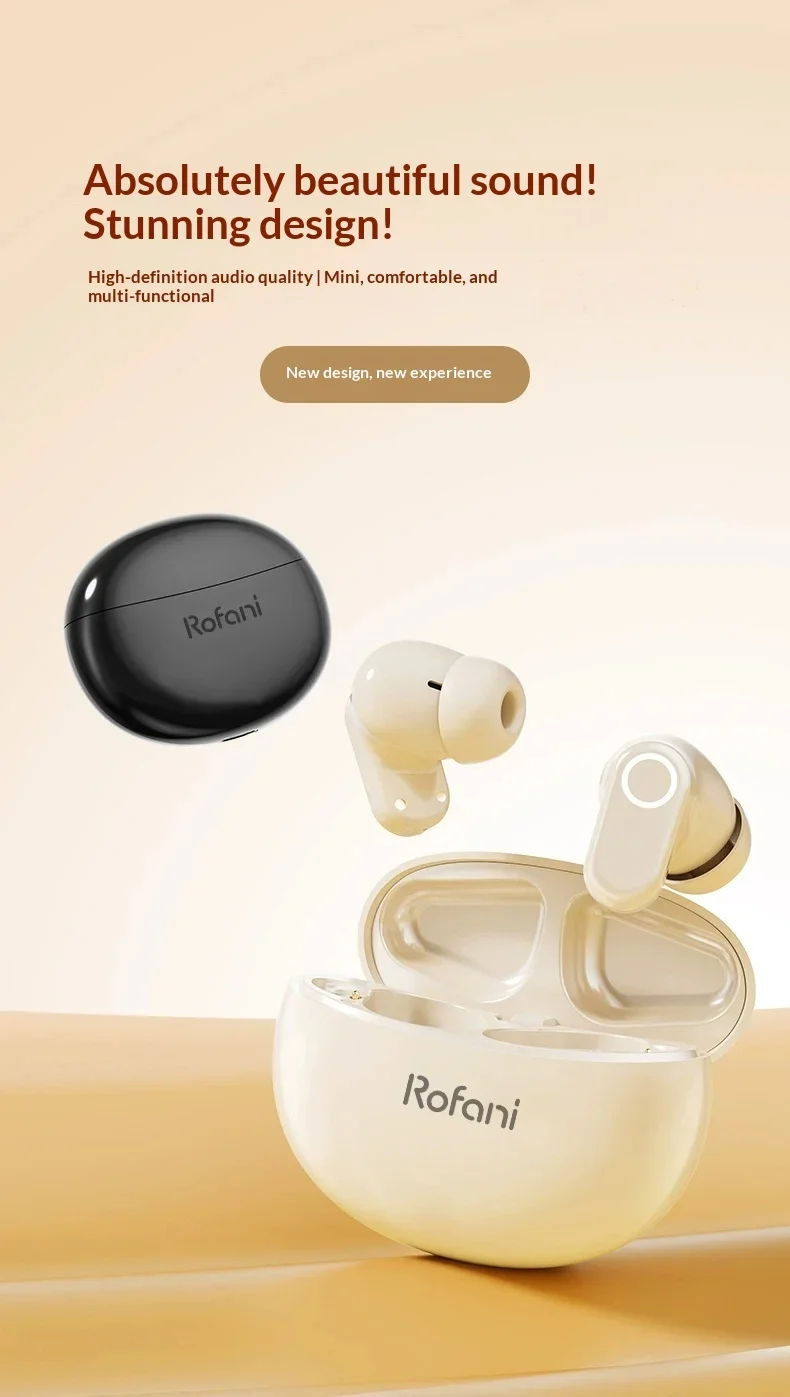 Rofani J16 Wireless Earbuds Bluetooth 6.0 In Ear Headphones Short Stem Touch Control Type-C Charging Case Stereo