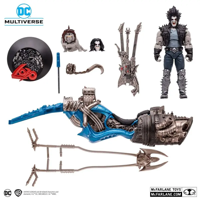 Anime Mcfarlane Figure Dc Lobo Rob The Wolfman Motorcycle Set Gold Label Action Figures Model Dolls Decor Vehicle Collectable To