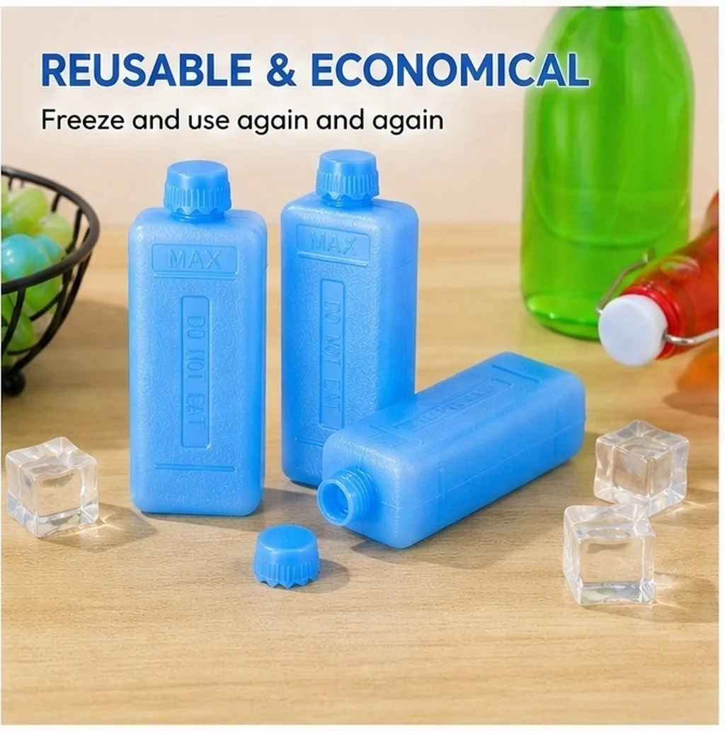 4Pcs Reusable Ice Boxes Safe Rubber Material Leak-Proof Lid Lightweight Portable Cooler Ice Packs for Food Transport Vegetable