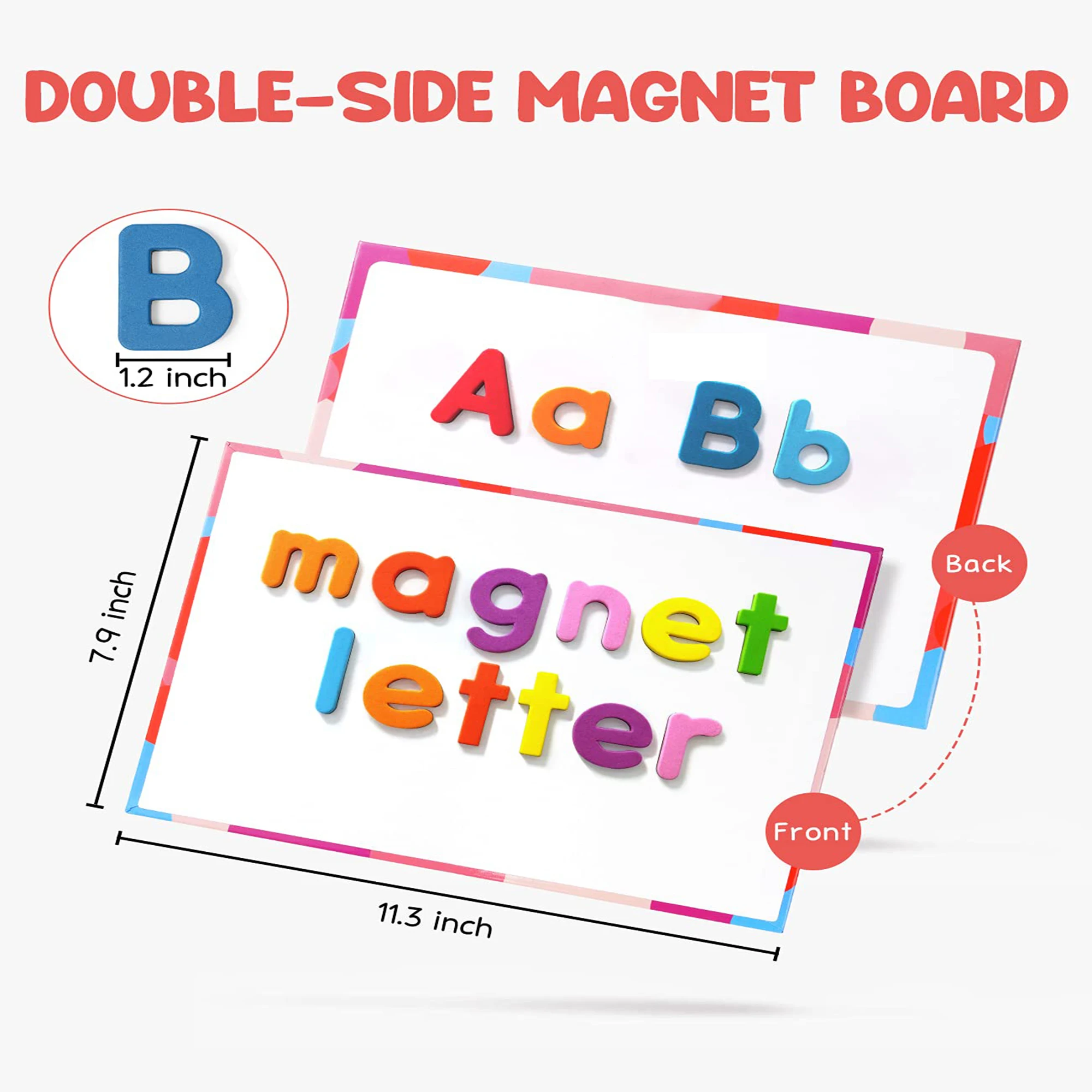 104/208Pcs Magnetic Alphabet Letters Kit With Magnet Board Foam Alphabet Letters Kids Toddler Spell and Learn ABC Fridge Magnets