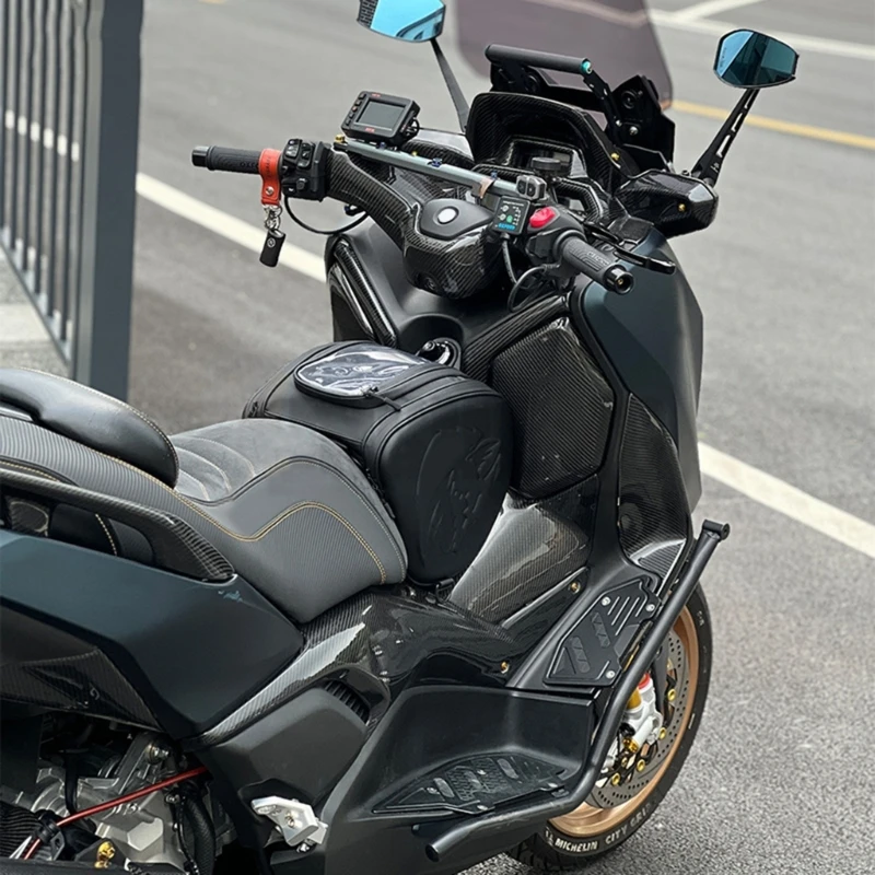 

P5ED Large Capacity Waterproof Motorcycle Tank Bag Pouch For ADV 150 PU Leather Reflective Safety Easy Mount Spacious Storage