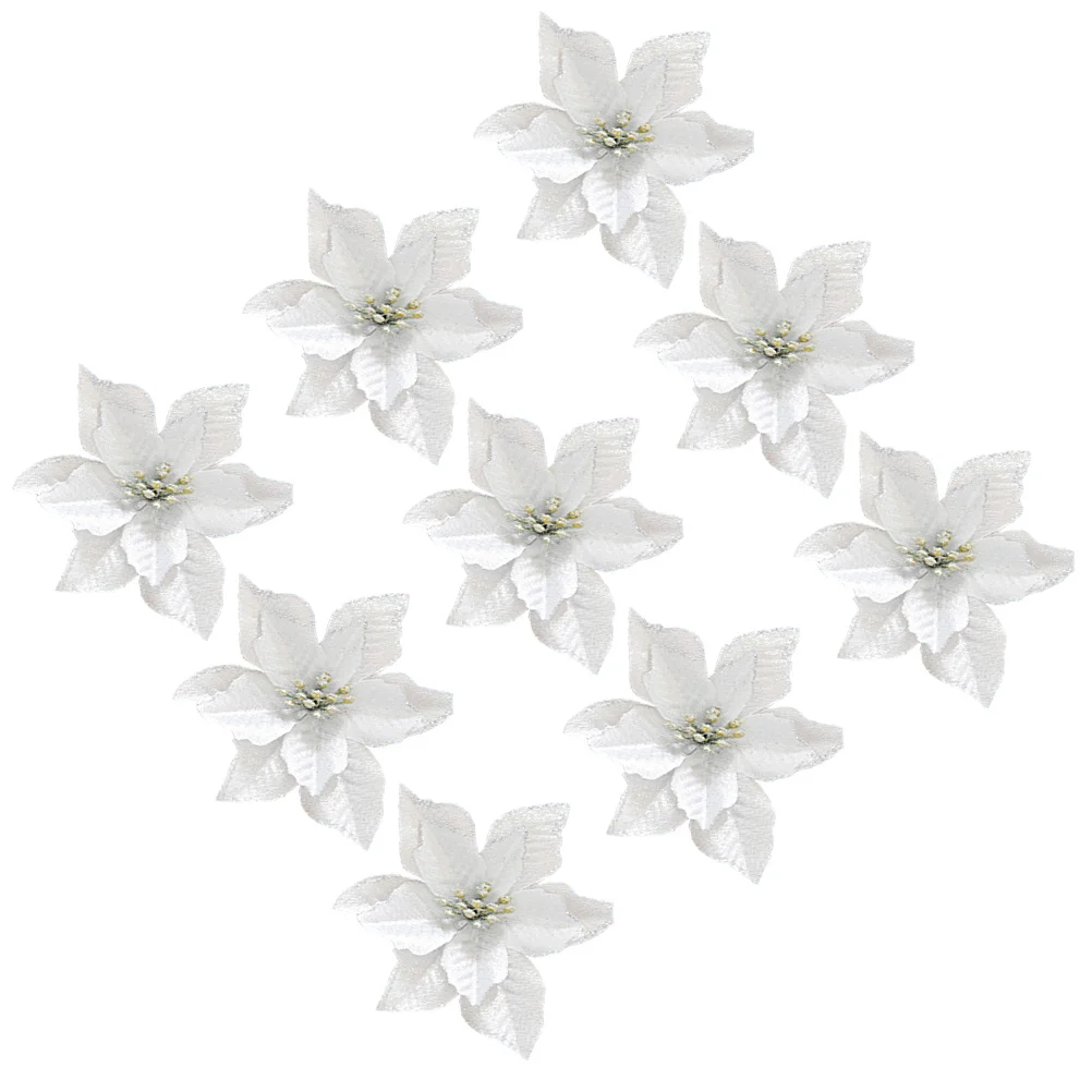 

36pcs Christmas Flower Cloth Artificial Flower Diy Ornament For Christmas Tree Party Decor Wedding Home Holiday Glitter Craft