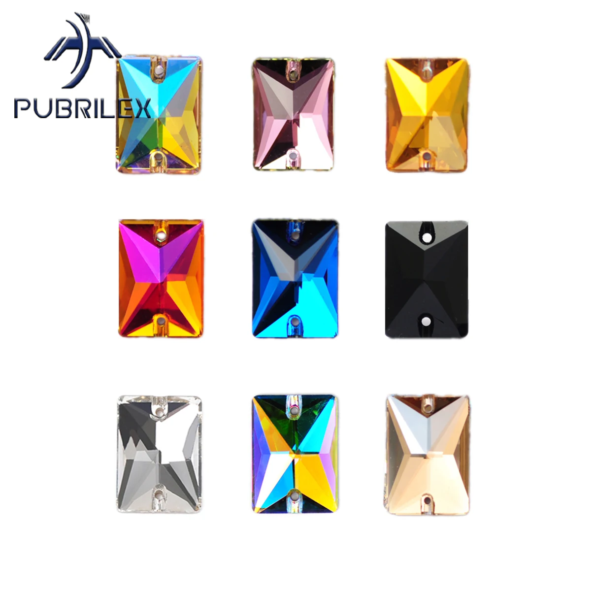 

PUBRILEX 3250 Rectangle All Sizes 13x18mm 18x25mm Chamfer Strass Crystal Glass Sew On Rhinestones Accessories For Crafts
