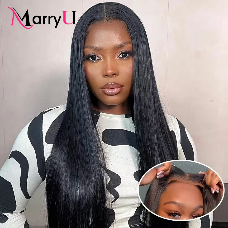 

Wear And Go Glueless Wig Marryu Hair 6X4 HD Lace Closure Wig Transparent Pre Cut Pre Plucked Straight Glueless Human Hair Wigs