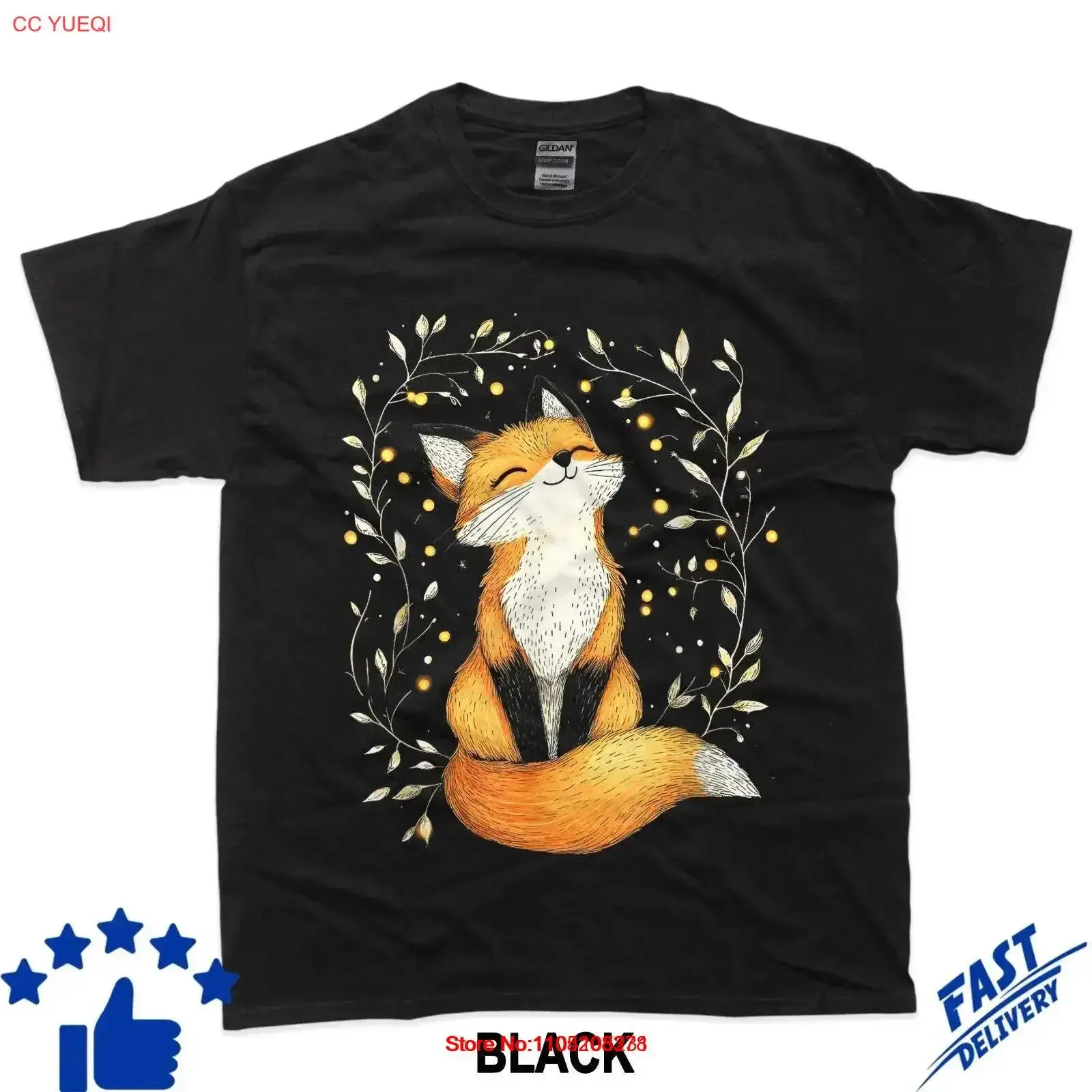 Cute Relaxing Cottagecore Fox Fairy art T Shirt vintage Washed designer clothes fashion graphic homme Unisex Comfortable