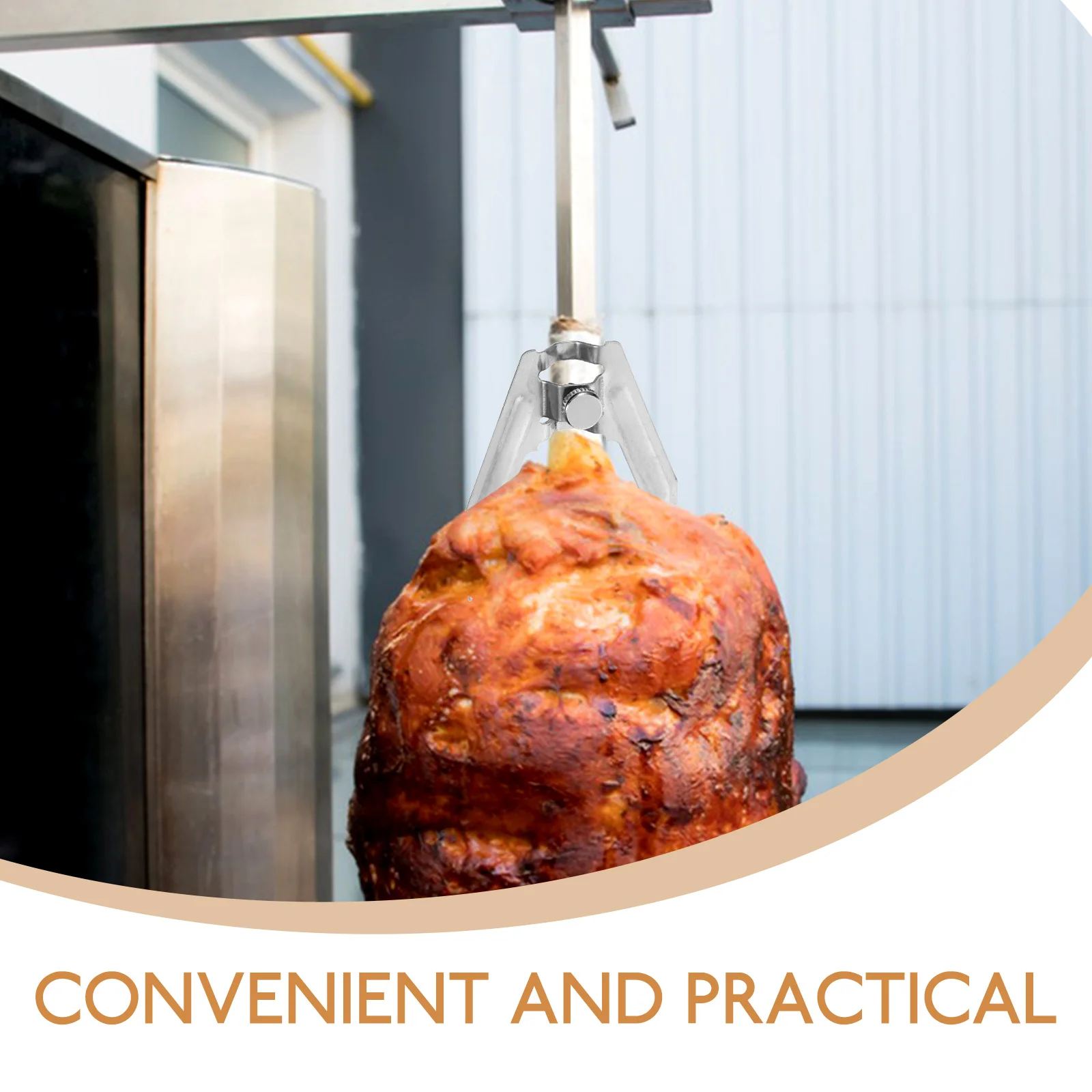 

2Pcs Stainless Steel Rotisserie Meat Forks Heavy Duty Rotating Chicken Forks Bbq Grill Tool Kitchen Supply Professional Barbecue