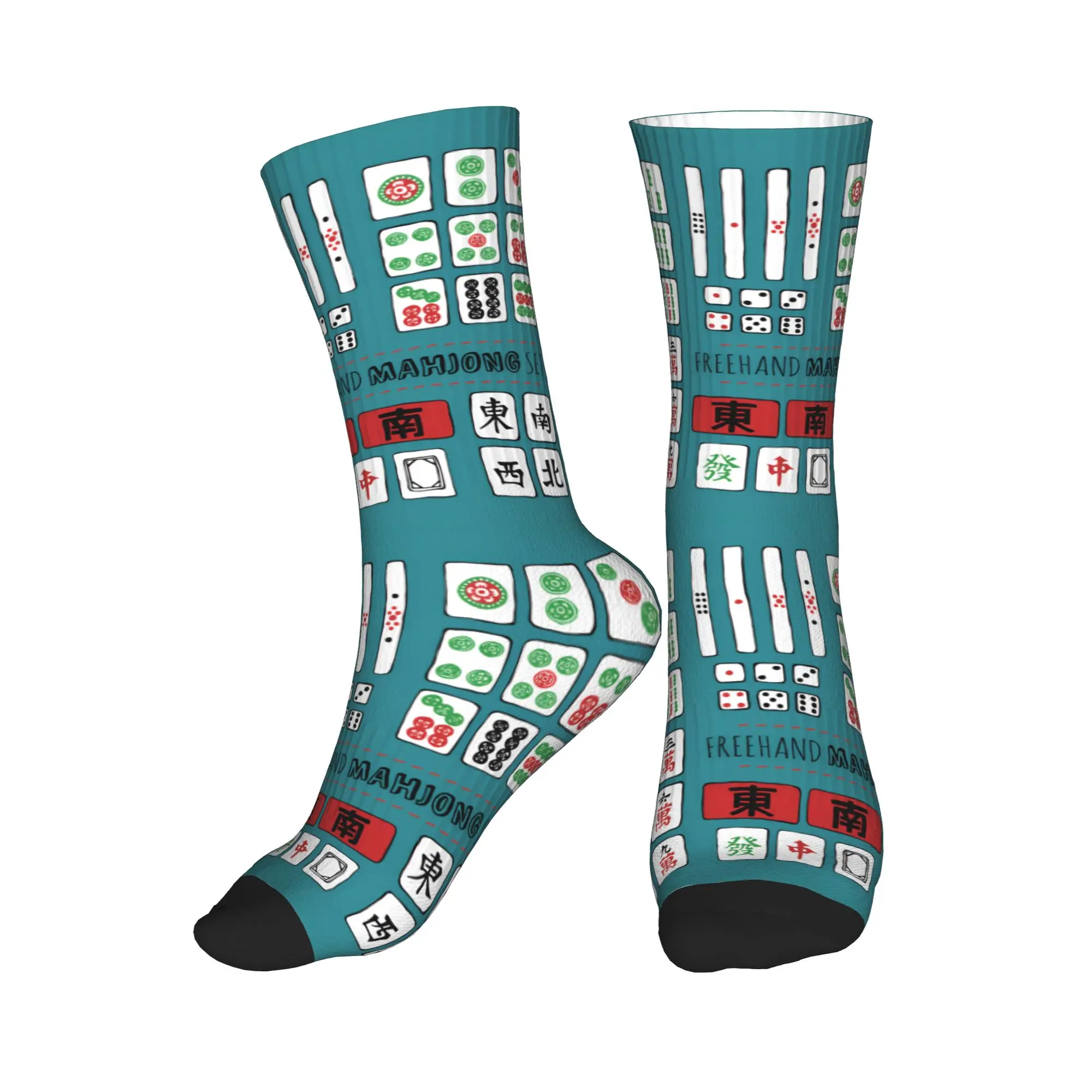 

Cute Print Mahjong Tile Game Pattern Socks for Women Men Stretch Summer Autumn Winter Crew Socks