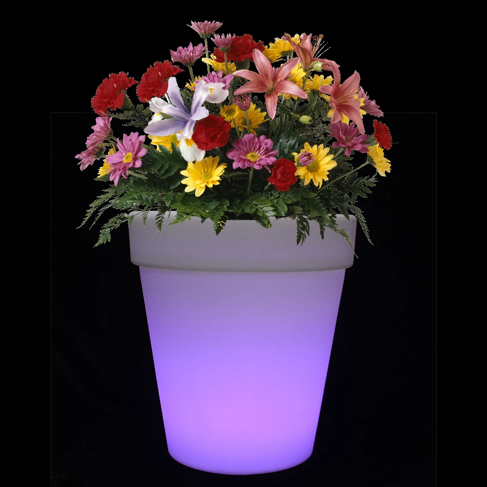 Custom LED-Lighted Large Tall Plastic Flower Pot Unique Luxury Design Style Plant Vase for Outdoor Use Floor Condition