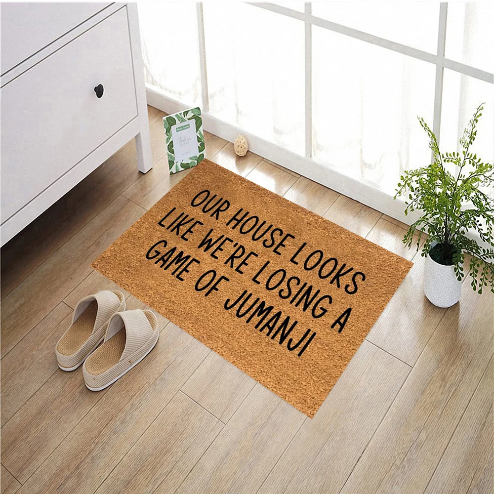 Non-Slip Rubber Welcome Mats for Front Door Rug, Our House Looks Like We're Losing A Game Of Jumanji,Funny Doormat for Home Door