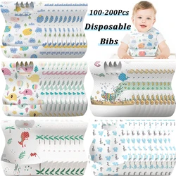 100Pcs Disposable Baby Bibs Individual Wrapped Travel Bibs Waterproof Food Catcher for Toddlers Girls Boys Feeding