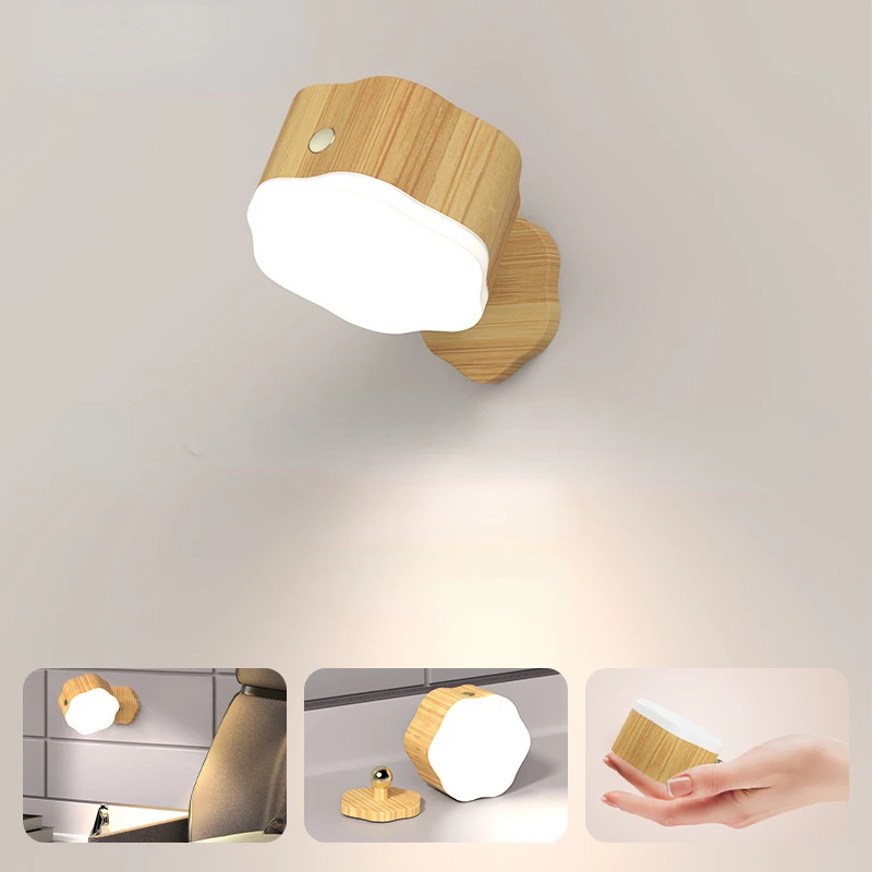 

Creative touch light rotatable LED light magnetic suction mirror light rechargeable bedside light rotating wall night light