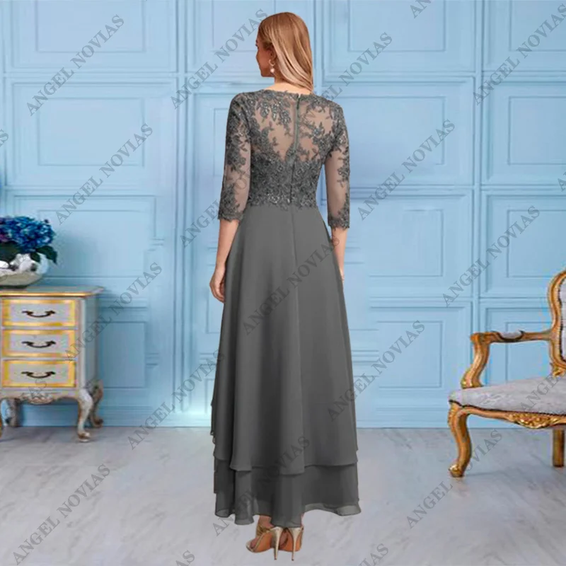 Customized High Low Grey Chiffon Mother of the Bride Dress Wedding Party Dress Vestidos Para Madre De Novia